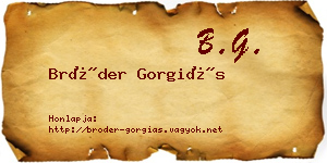 Bröder Gorgiás névjegykártya